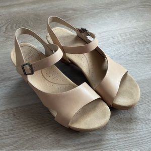 Dansko Tasha Nude Heeled Leather Sandals